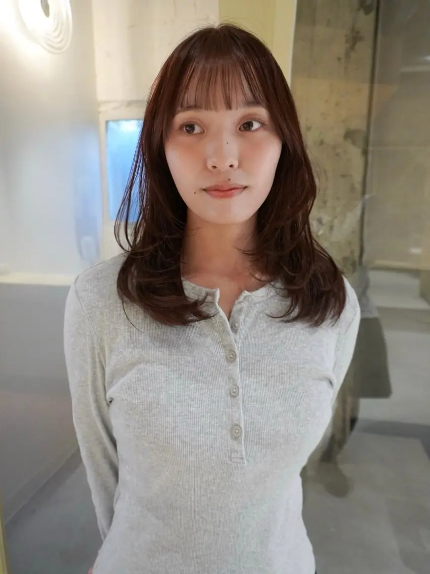 ミディアム カラー ミディアムレイヤー ブラウンカラー オレンジ オレンジブラウン レイヤーカット カット ヘアカラー 🩰暖色カラー人気 No.1！/リカ🩰のヘアスタイル