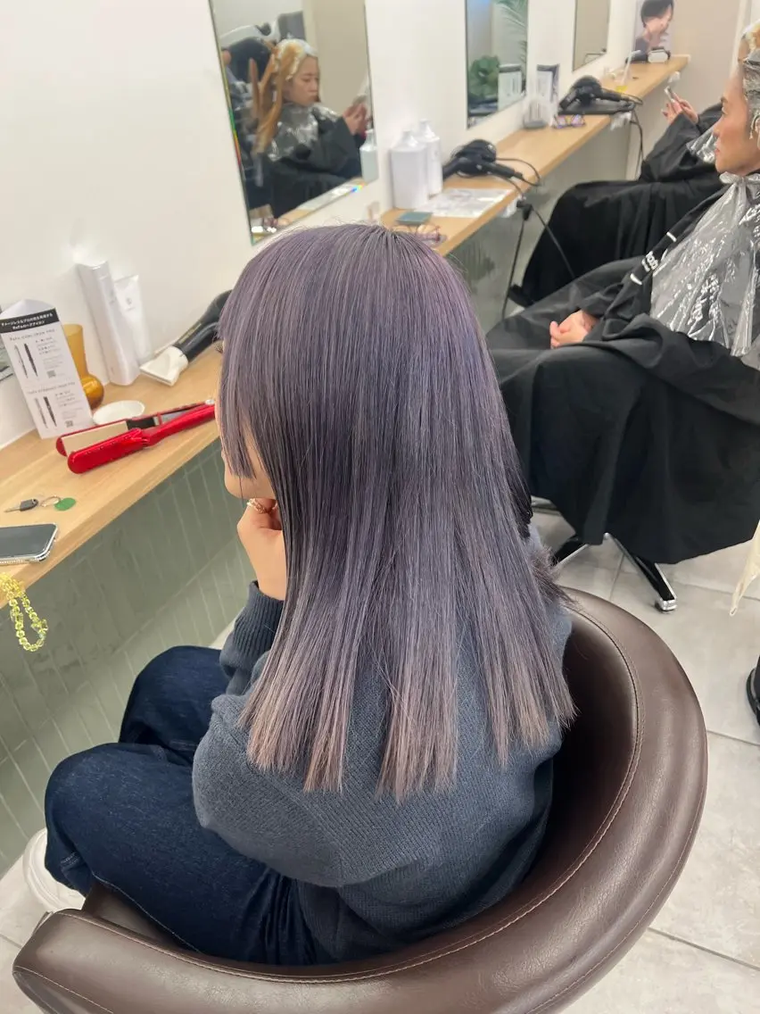 ロング カラー カット ヘアカラー トリートメント 赤みゼロ/透明感 カラー🌿KANTAのヘアスタイル
