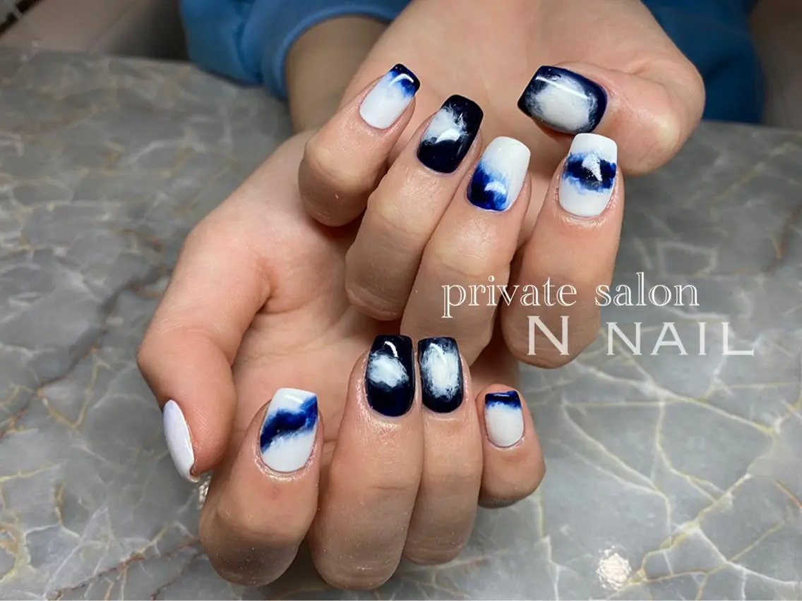 ネイル アートネイル フレンチネイル グラデーション キラキラネイル 韓国ネイル ハンドネイル N nail - KOBE -のネイルデザイン
