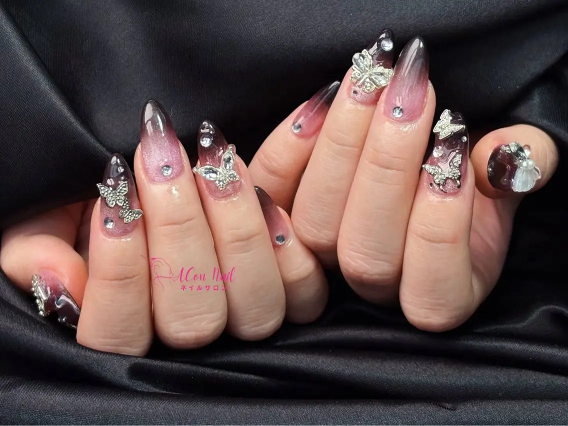 ネイル 桜ネイル 長さ出し フラワーネイル フレンチネイル ジェルネイル ハンドネイル ACon NailSalonのネイルデザイン