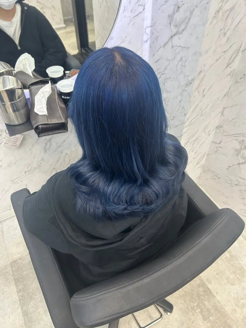 セミロング カラー ブルーカラー ブルーパープル パープルカラー カット¥1100 ✂️MIUのヘアスタイル