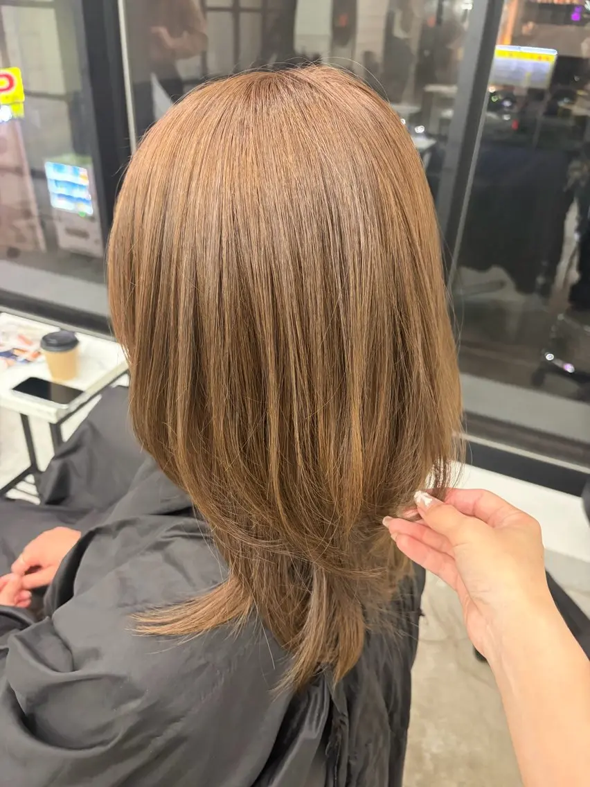 カラー ブリーチ 透明感カラー ブリーチなしカラー ヘアカラー トリートメント Maison HALU -かえでのヘアスタイル