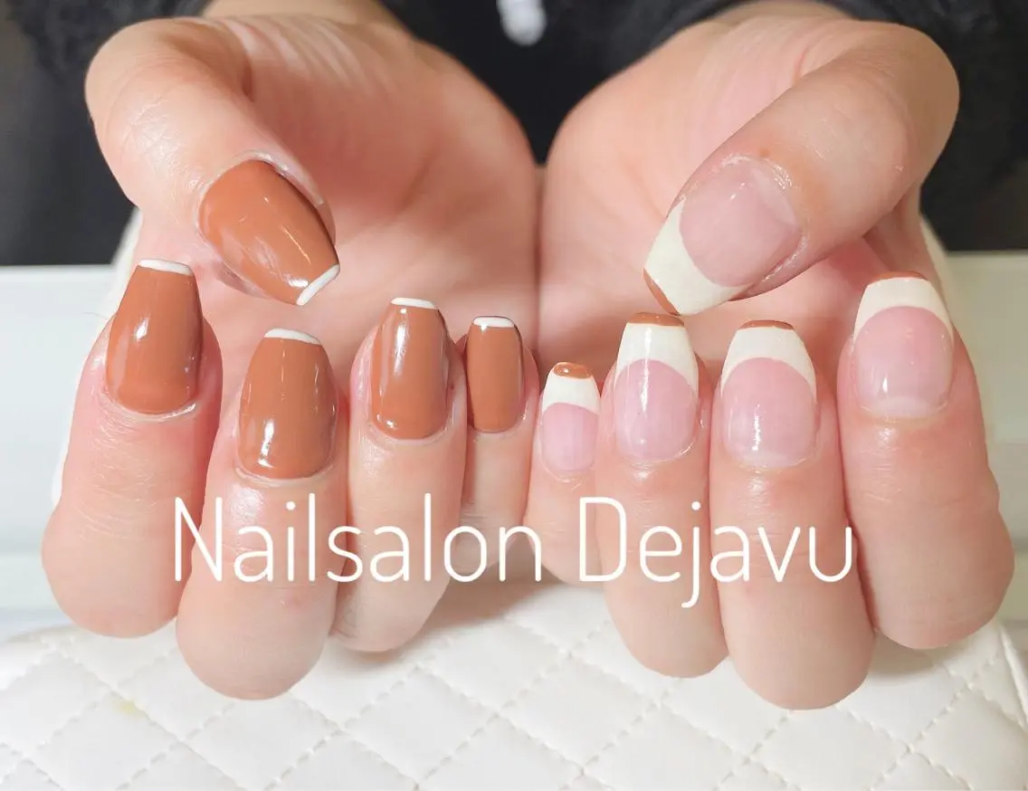 ネイル アートネイル フレンチネイル ワンカラーネイル Nail salon Dejavu 🌿のネイルデザイン