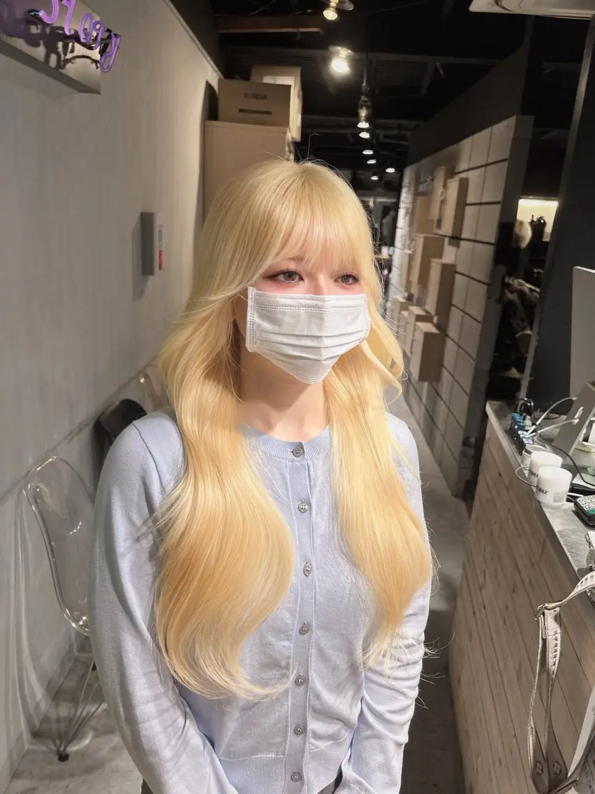 ロング 韓国風カラー 姫カット 韓国風ヘア レイヤーカット ワンホンレイヤー MEI🎀レイヤー 🎀韓国styleのヘアスタイル