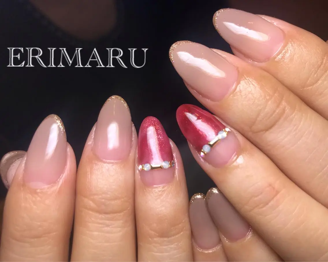 ネイル べっ甲ネイル 赤色 田村 恵理のネイルデザイン