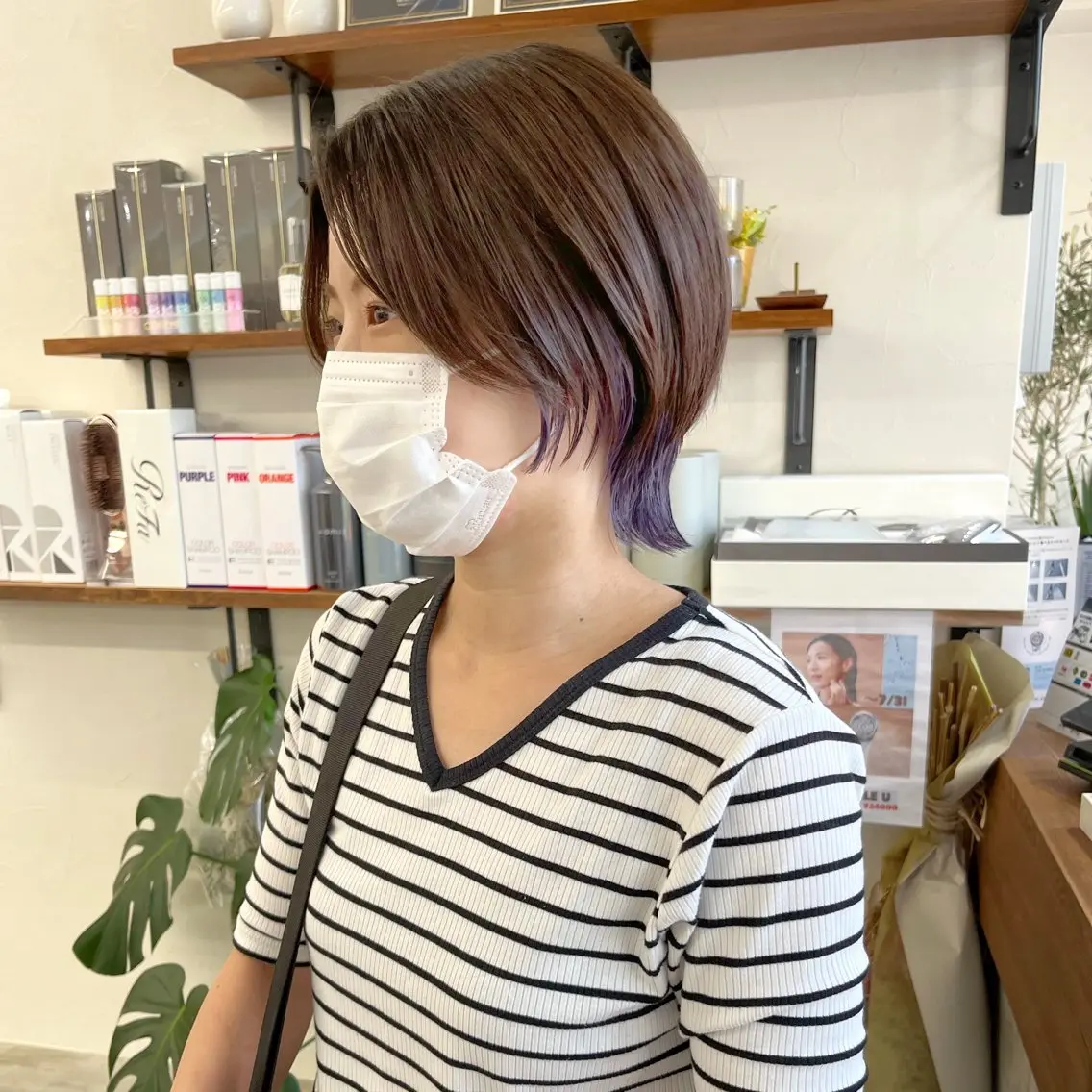 ショート カラー ブリーチ インナーカラー ブリーチなしカラー ボブ レイヤーカット カット ヘアカラー トリートメント 初めてのショート お任せください✂️のヘアスタイル