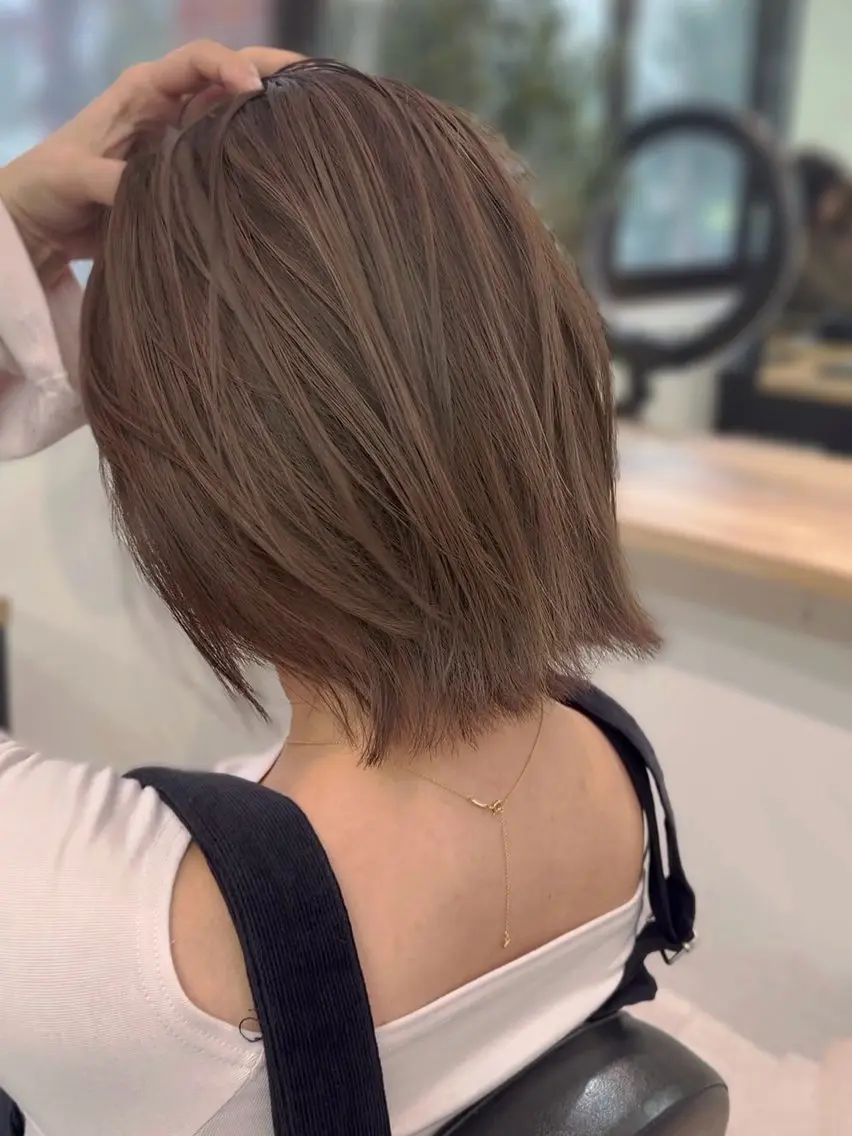 ショート カラー ボブレイヤー ハイトーンカラー ボブ レイヤーカット レイヤーボブ/ボブ 仲川和人のヘアスタイル