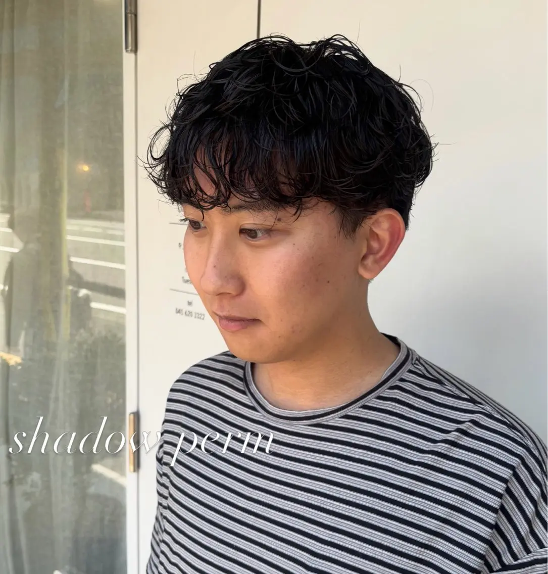 ミディアム パーマ メンズ カット パーマ 【ヤマザキアヤメ】 艶カラー/縮毛矯正のヘアスタイル
