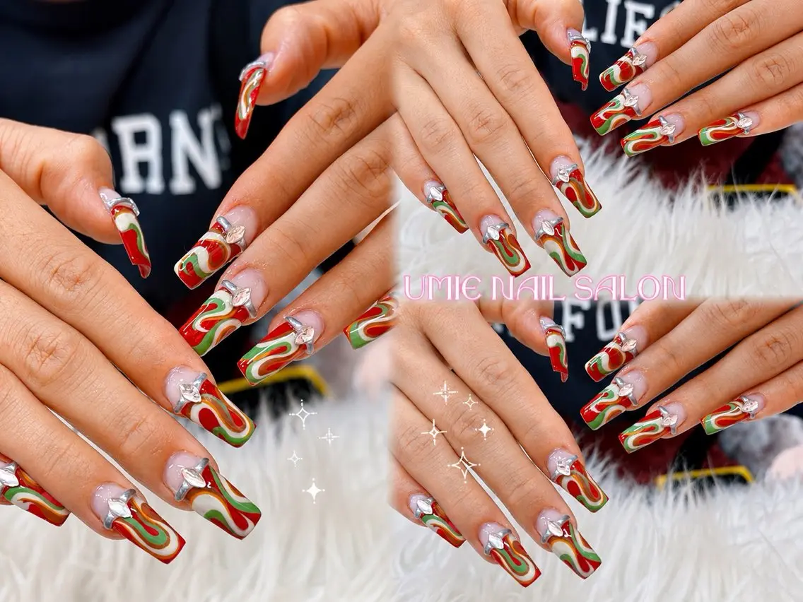 ネイル フットネイル フレンチネイル ジェルネイル ガラスフレンチ マグネットネイル UMIE NAIL SALONのネイルデザイン