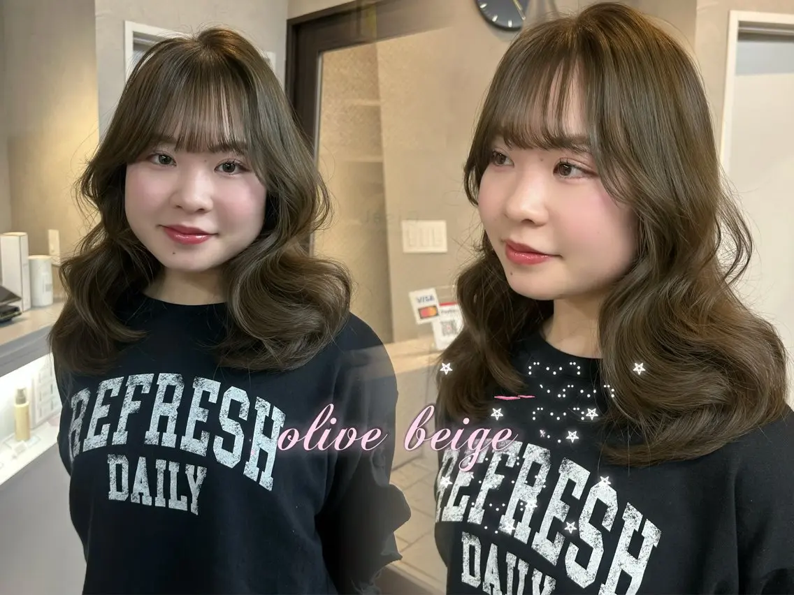 ミディアム カラー ブリーチ ダブルカラー ブリーチなしカラー ヘアカラー トリートメント moe🎀 透明感カラーのヘアスタイル