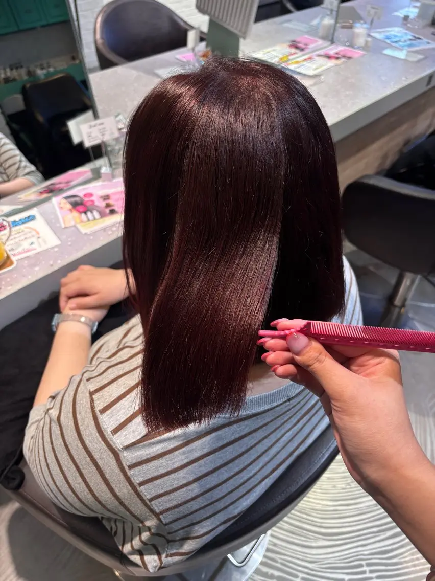 ミディアム ピンクブラウン ヘアカラー トリートメント ヘッドスパ 透明感カラー/ 赤み消し🤍ricoのヘアスタイル
