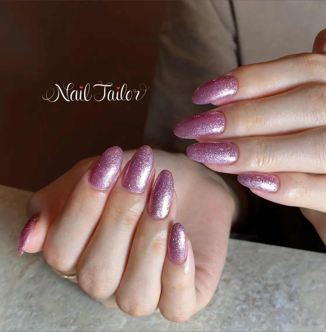 ネイル 長さ出し ジェルネイル キラキラネイル ラメ(グリッター) ワンカラーネイル ハンドネイル NailTailor ネイルテイラーのネイルデザイン