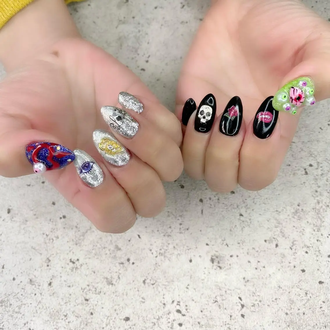 セミロング カラー パーマ ヘアアレンジ メンズ キッズ ネイル マツエク・マツパ アイブロウ 黒髪 シルバー 入学式 卒業式のヘアスタイル 入学式 ハンドネイル Salon Ｋのネイルデザイン