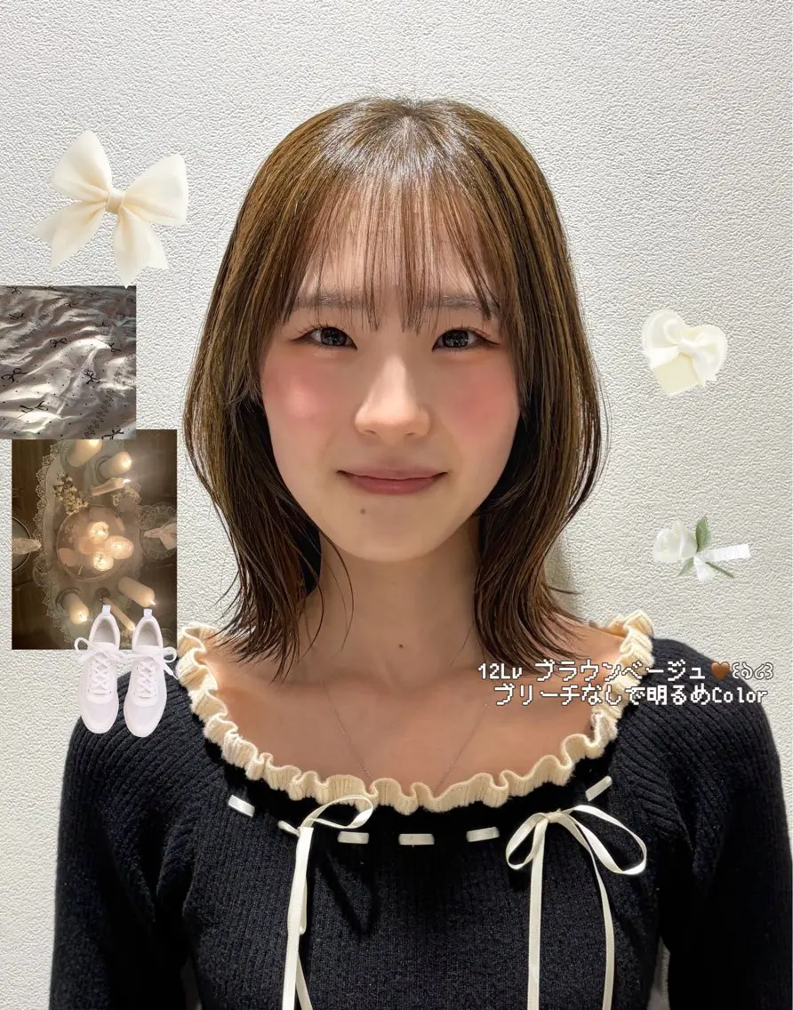 ミディアム カラー ボブ&寒色🎐ᩚ 短髪 COCOROのヘアスタイル