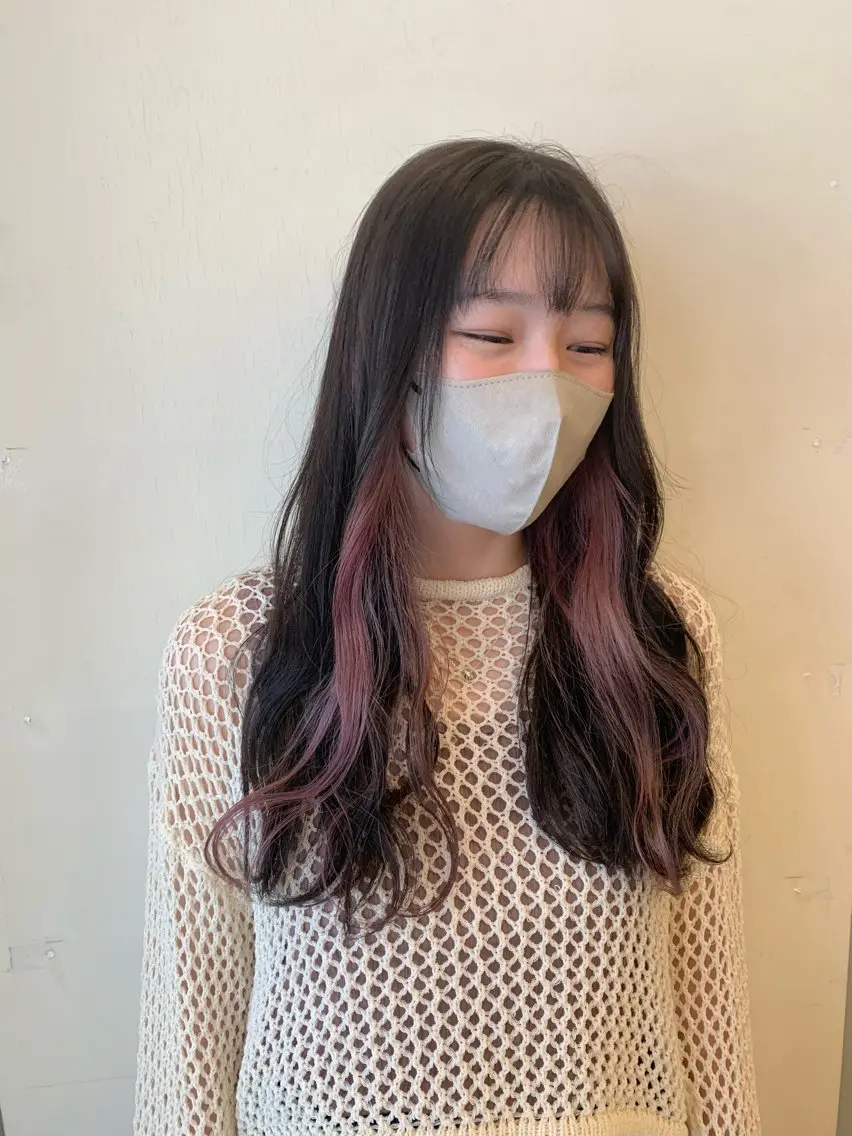 《ちらっ！と可愛い》◆イヤリングカラー＋全体カラー＋カット +髪質改善3stepトリートメント (ケアブリーチ使用）の写真