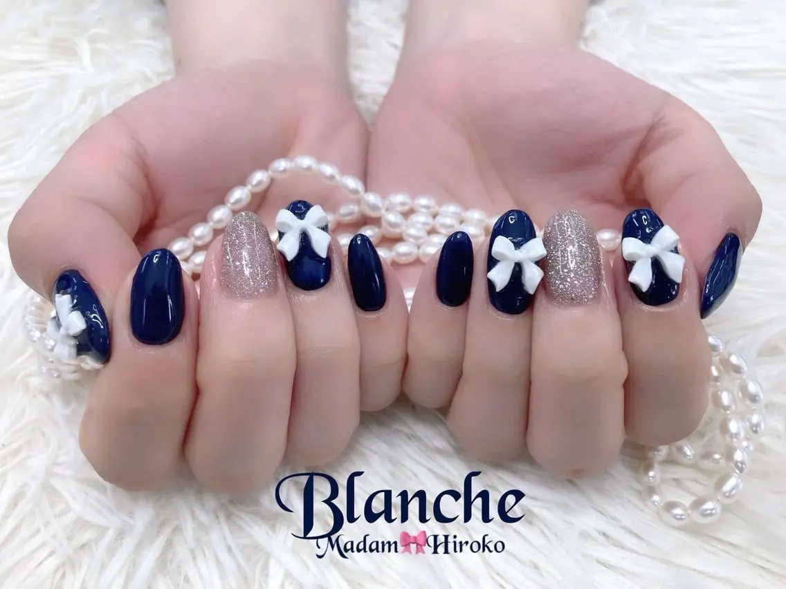 ネイル リボン ハンドネイル Lianネイル 寛子Lianのネイルデザイン
