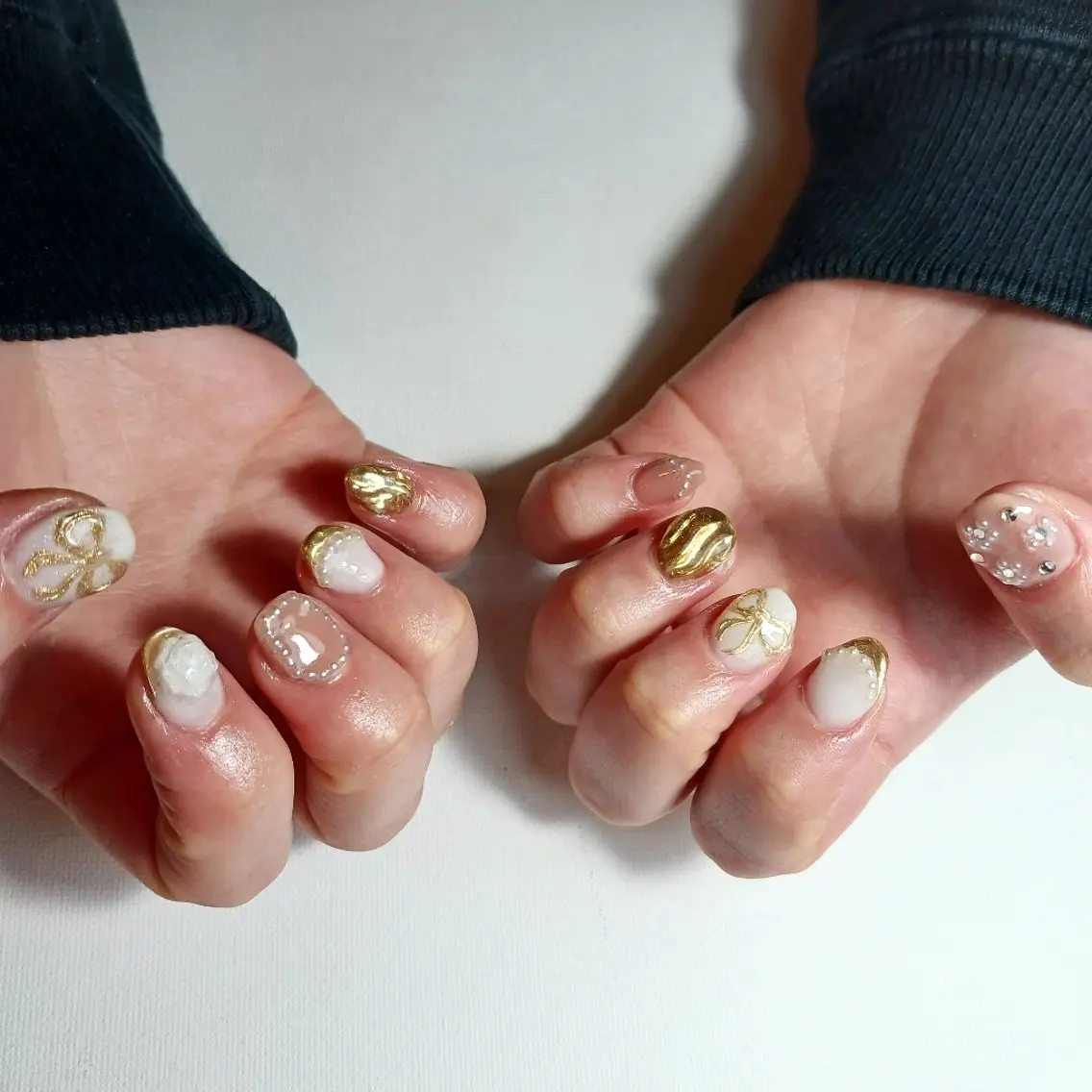 ネイル 成人式 フレンチネイル ジェルネイル ミラーネイル 持ち込み ハンドネイル owlnail /持込みデザイン専門のネイルデザイン