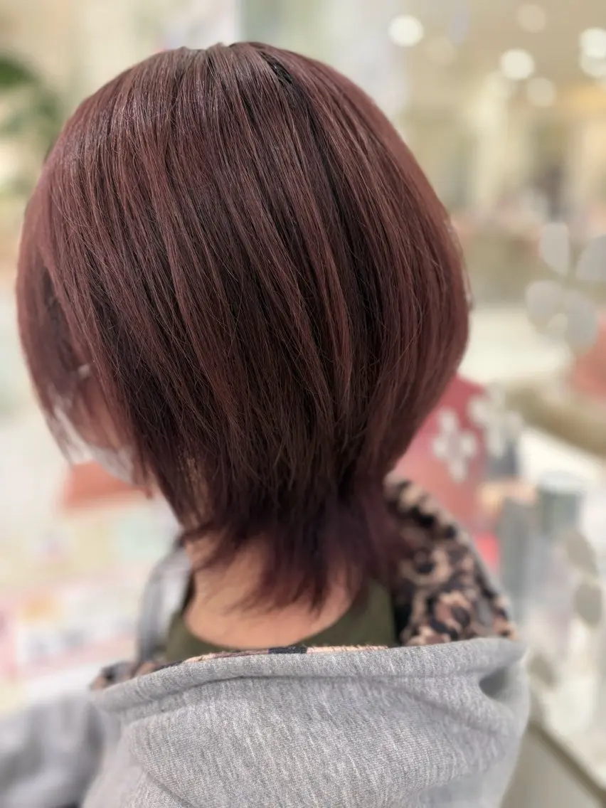 ミディアム カラー ピンクカラー ヘアカラー トリートメント 羽山 宇宙のヘアスタイル
