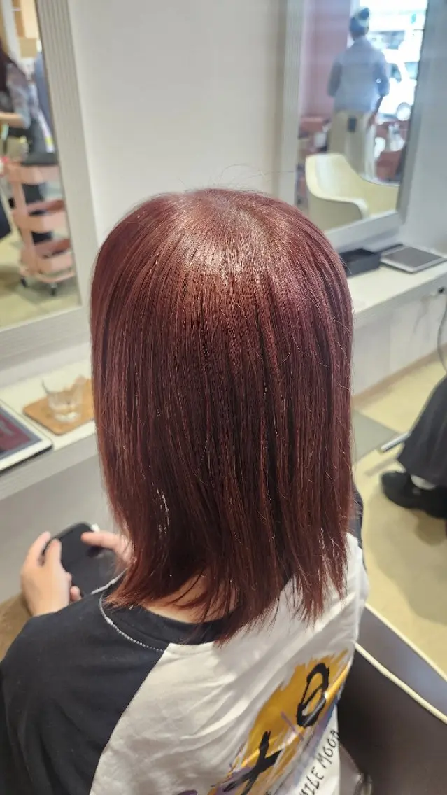 カラー ミディアム レッドカラー 暖色カラー/髪質改善 /メンズ🧡莉南のヘアスタイル