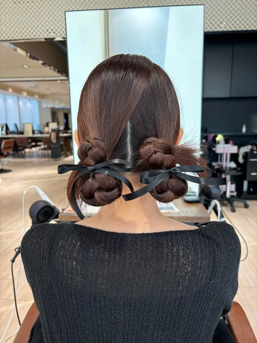 セミロング ヘアアレンジ お団子ヘア ヘアセット 穂積 未優のヘアスタイル
