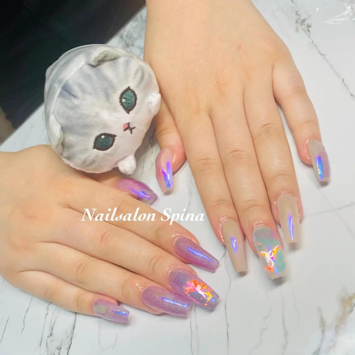ネイル ジェルネイル 氷ネイル・うるうるネイル ロングネイル パラジェル スカルプネイル Nailsalon Spina 琴美のネイルデザイン