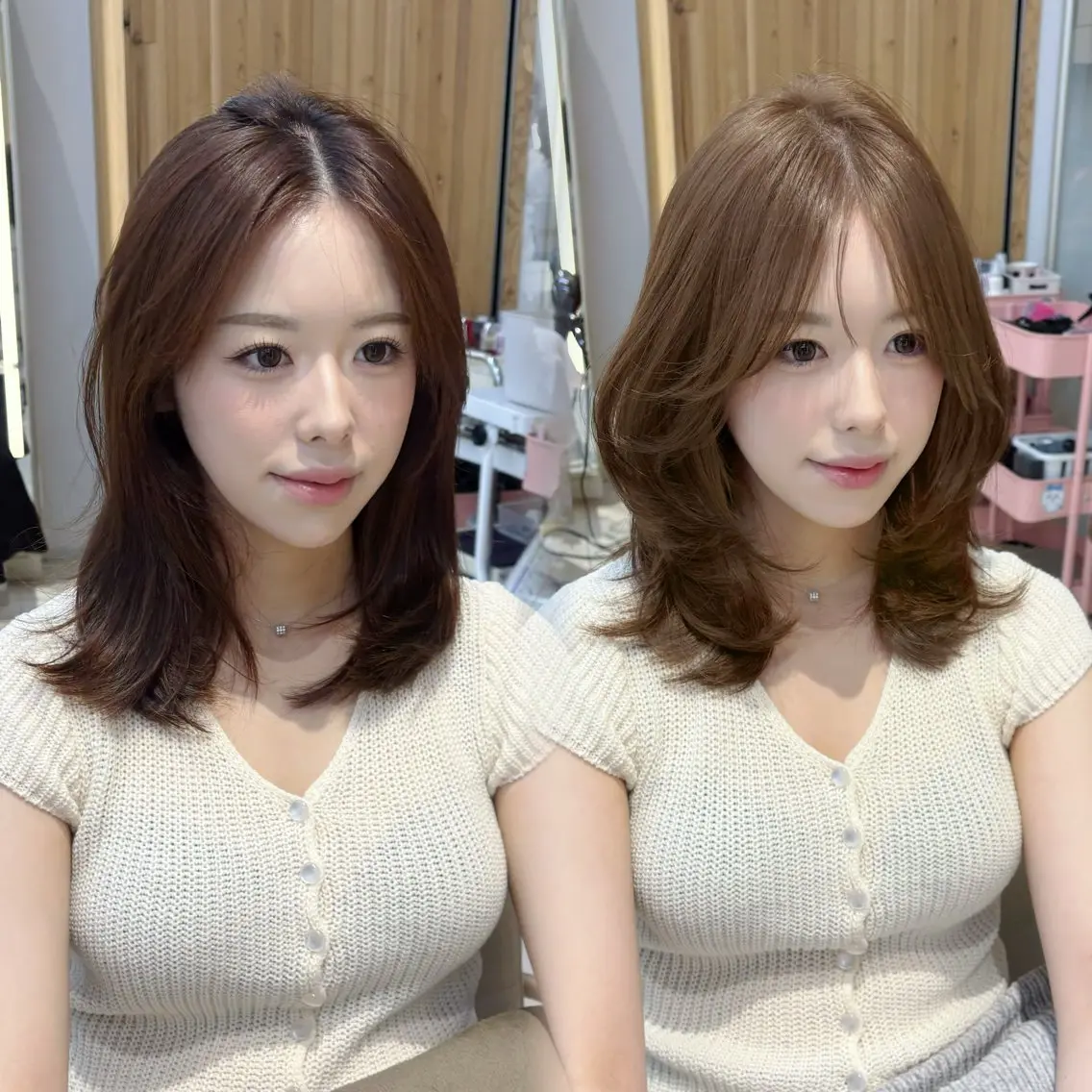 ミディアム カラー カット ヘアカラー トリートメント かなこ/ミディアム レイヤー/ワンカールのヘアスタイル