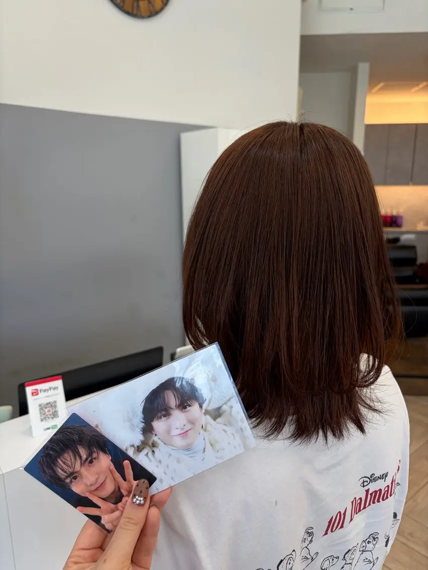 セミロング カット ヘアカラー トリートメント 蓮池 愛海のヘアスタイル