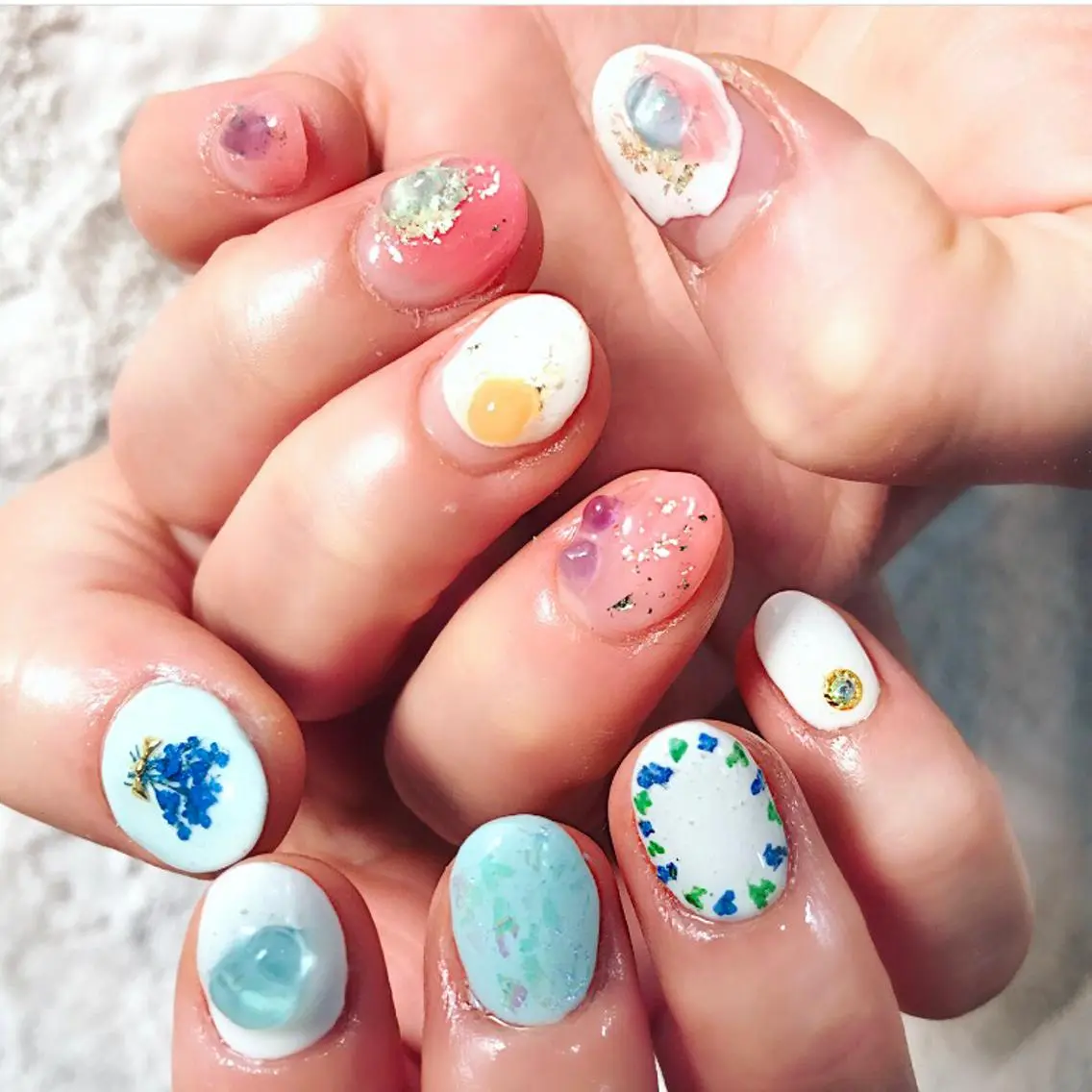 ネイル ジェルネイル 渋谷／チップ長さ出し 👑アプレgel-xのネイルデザイン