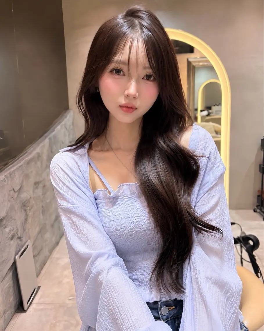 ロング カット ヘアカラー トリートメント 仙台Ｉ韓国レイヤー Ｉ髪質改善Ｉ伊藤拓海のヘアスタイル