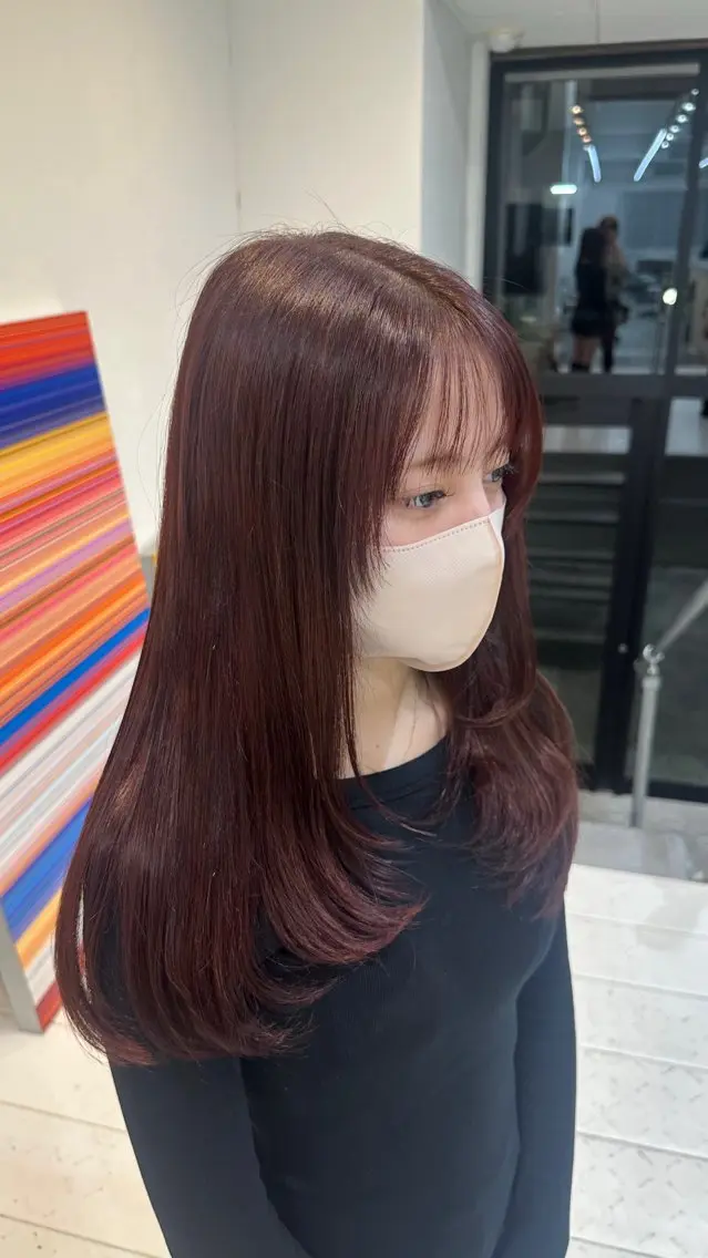 ロング カラー ブリーチ ブラウンカラー カシス ブリーチなしカラー ピンクカラー ブリーチ/ハイトーン ⚗️HARUKAのヘアスタイル