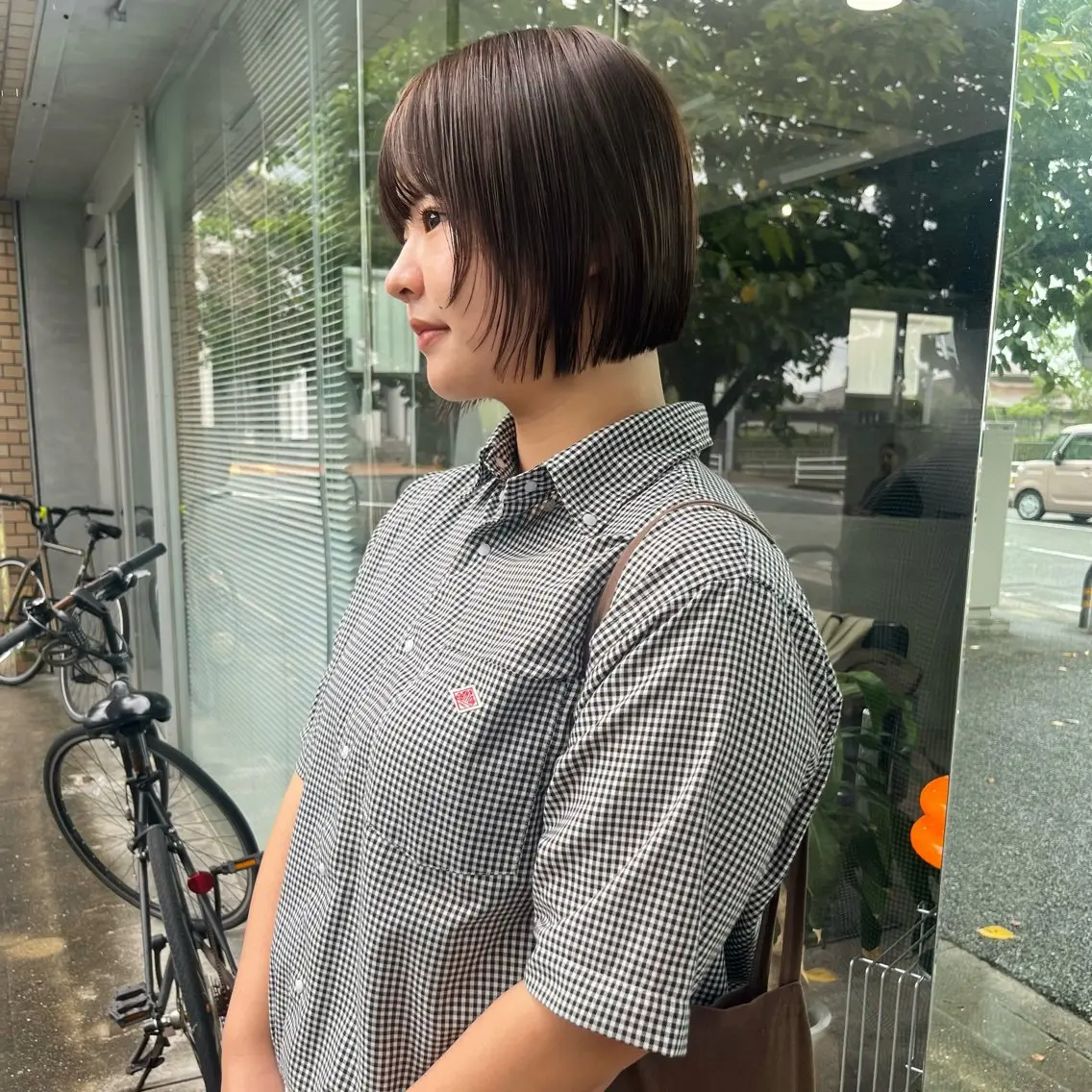 ミディアム カラー ボブ 顔まわりレイヤー レイヤーカット カット トリートメント yuumi/大濠🪷 顔周り/ベージュのヘアスタイル