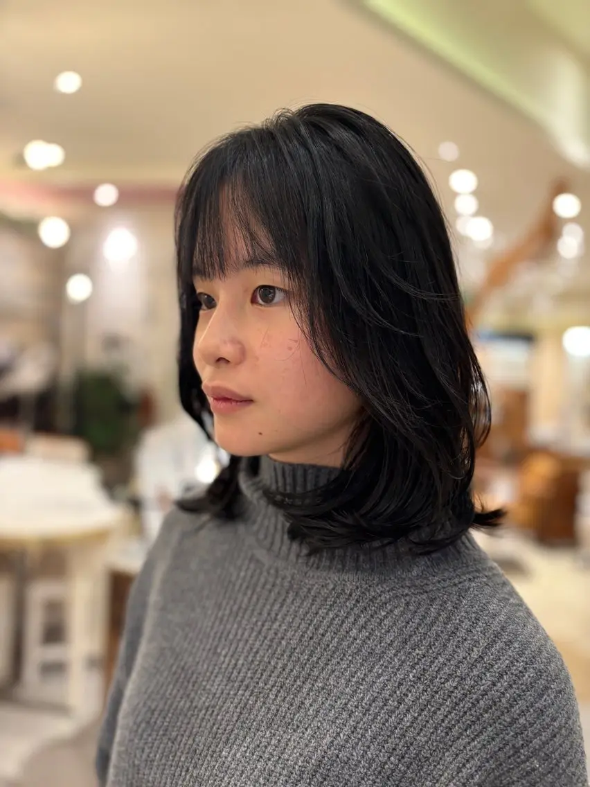 ミディアム カット ヘアカラー トリートメント 韓国風レイヤーカット 🇰🇷❕モカのヘアスタイル