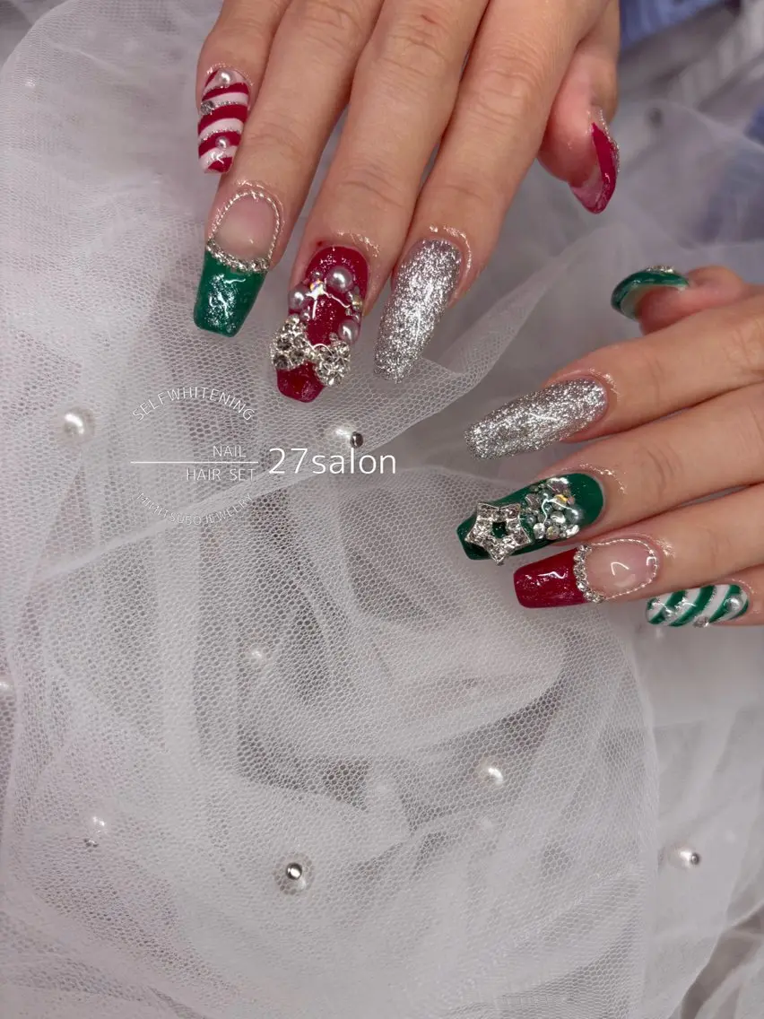 ネイル 冬ネイル クリスマス ハンドネイル 27salon yuinaのネイルデザイン