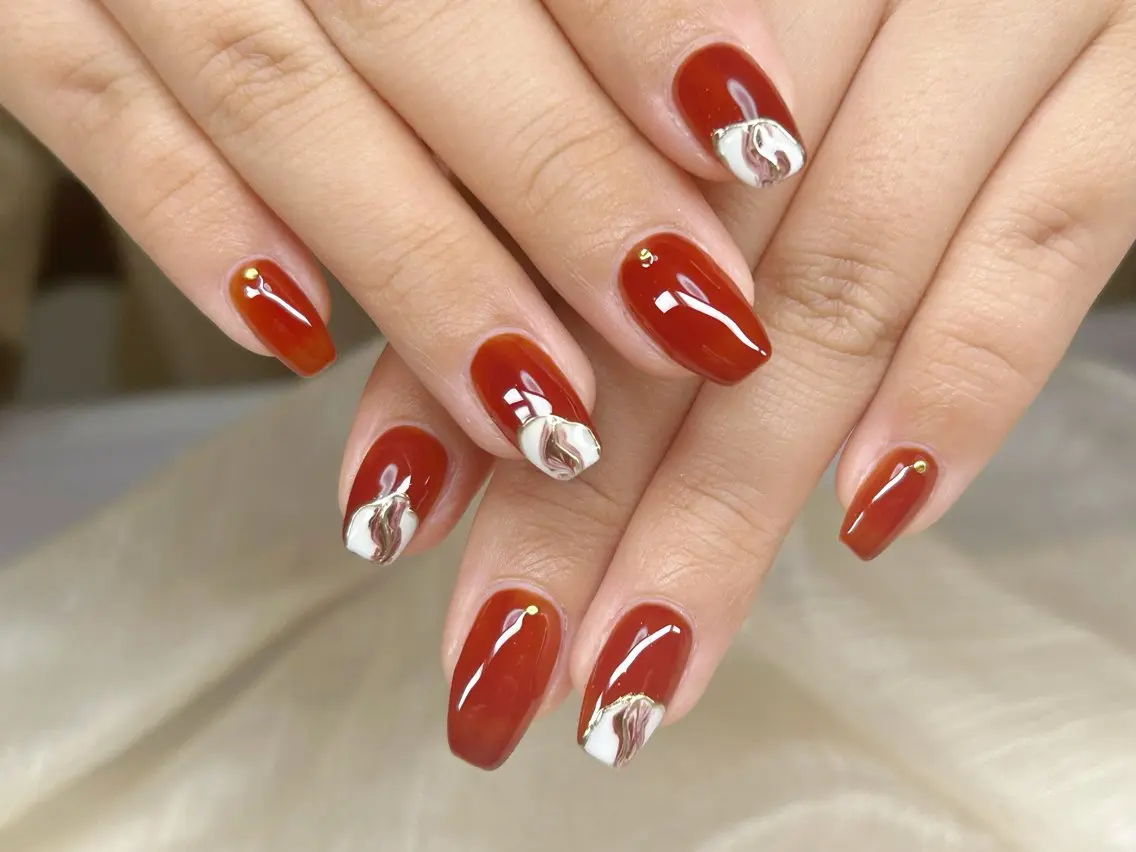 ネイル アートネイル チークネイル 成人式 入学式 長さ出し ハンドネイル Lino Nailのネイルデザイン