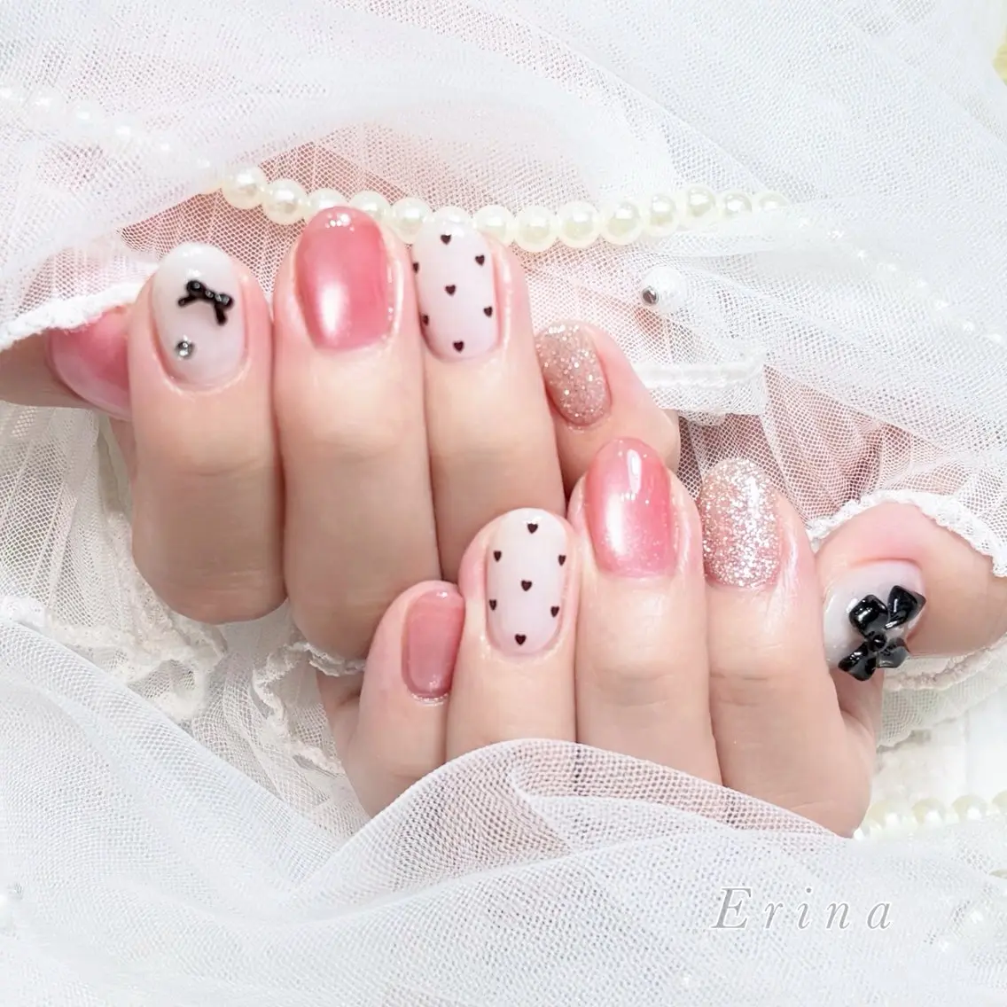 ネイル ハンドネイル Erina🐱 フィルイン💅パラのネイルデザイン