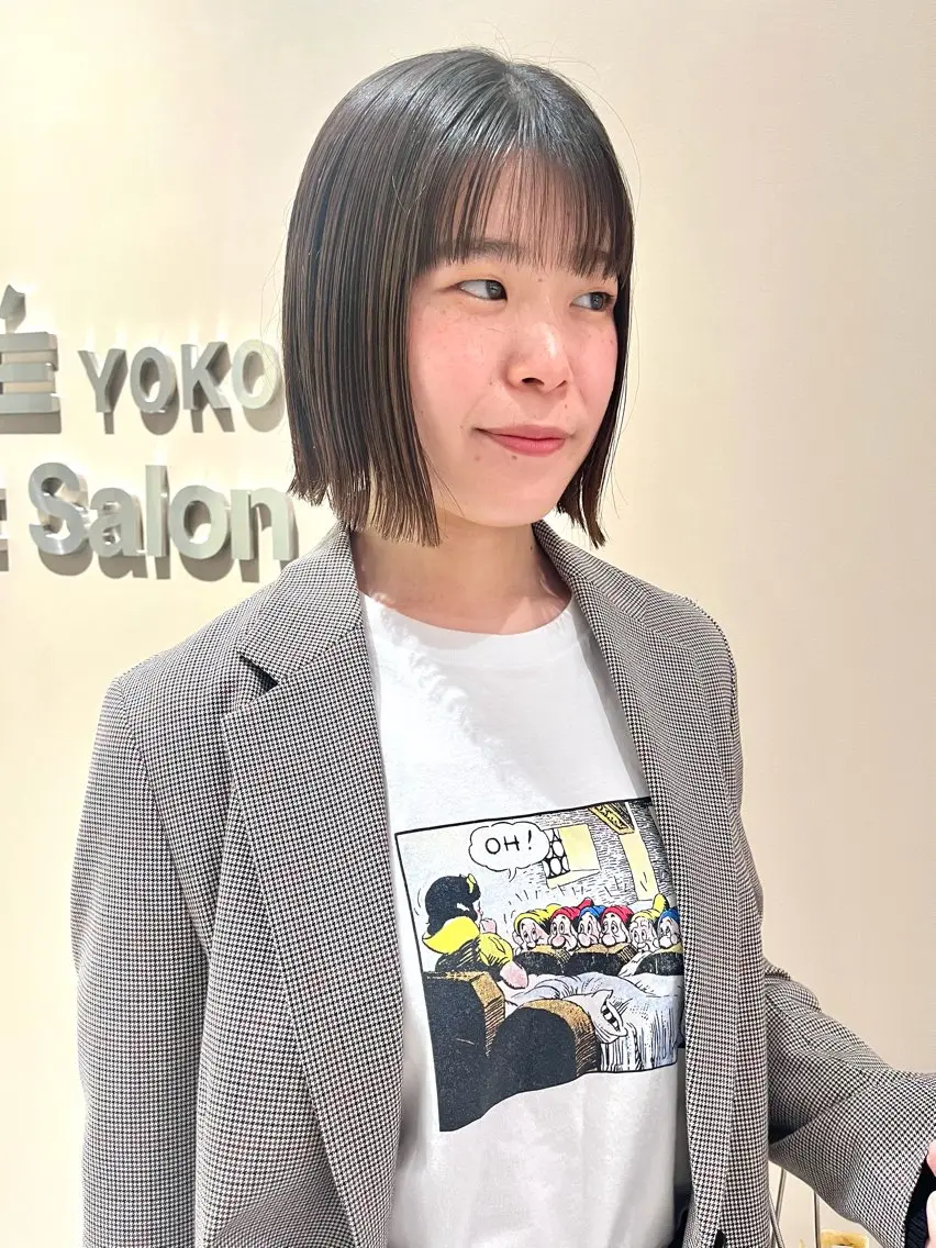 ミディアム カラー ヘアアレンジ ボブ カット ヘアカラー トリートメント ヘアセット 🌷ボブ/髪質改善 ストレートのヘアスタイル
