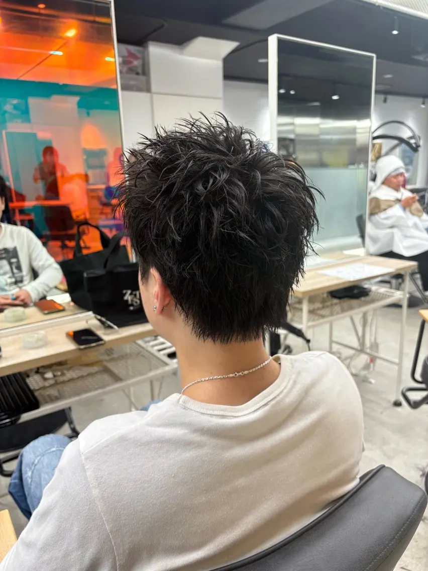 ショート メンズ メンズパーマ プードルパーマ 学生(メンズ向け) スパイキーショート 波巻きパーマ カット シャドウパーマ/ ルーズパーマ/メンズのヘアスタイル
