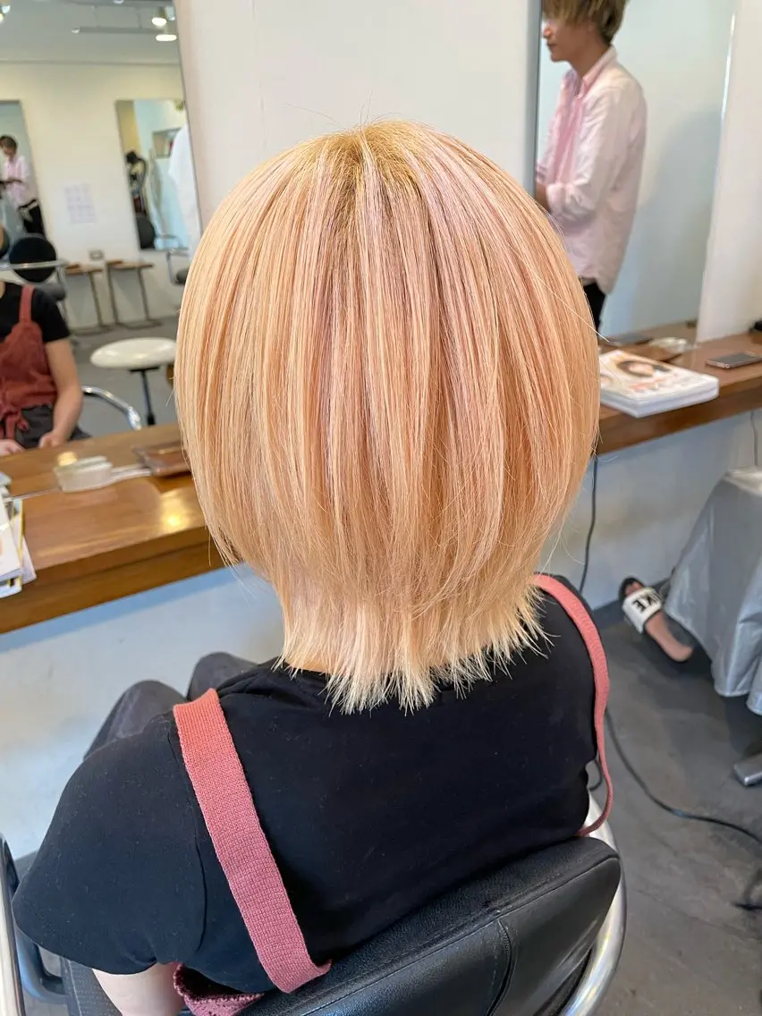 ミディアム カラー ベージュカラー ブリーチ ホワイトベージュ カット ヘアカラー トリートメント IORI #韓国ヘア#髪質改善のヘアスタイル