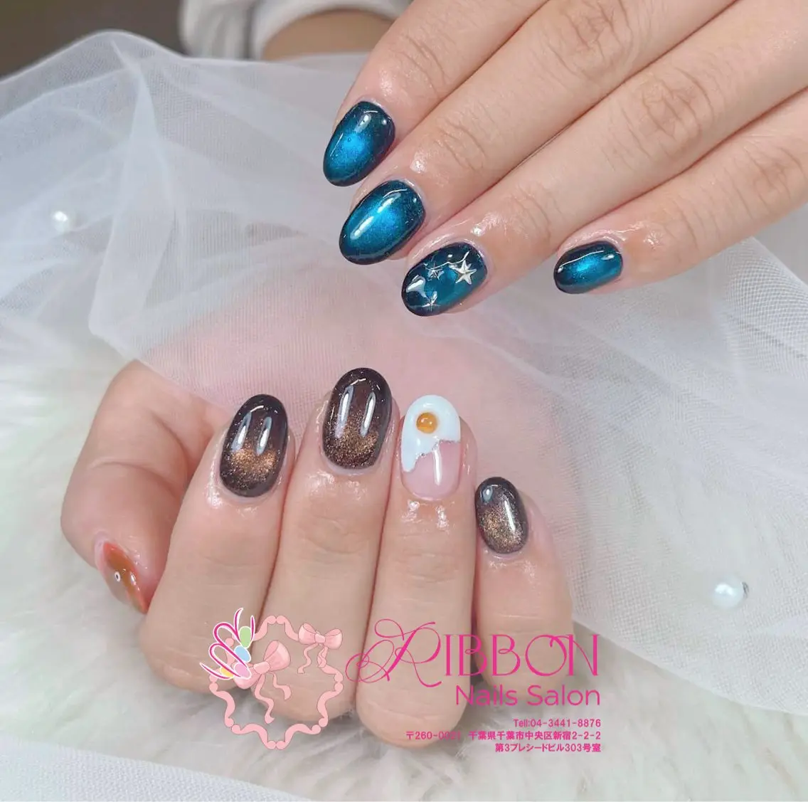 ネイル フットネイル フレンチネイル ジェルネイル マグネットネイル 持ち込み ハンドネイル Ribbonnail salonのネイルデザイン