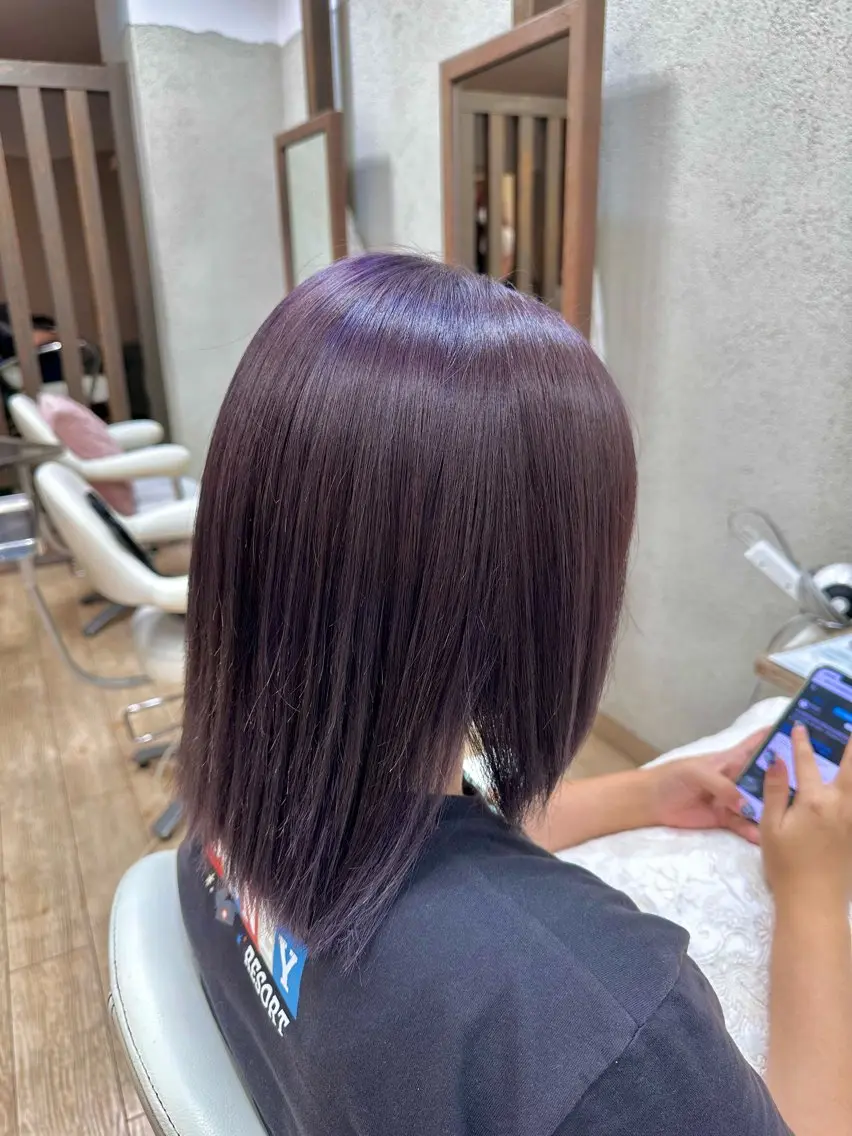 ミディアム カラー ブリーチ ラベンダーカラー ヘアカラー 阿部 美咲のヘアスタイル