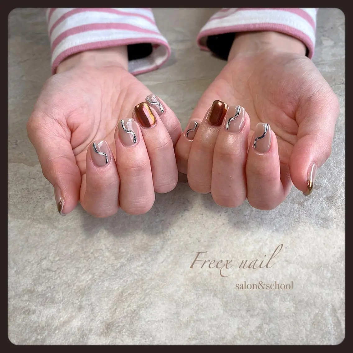 ネイル ミラーネイル ハンドネイル ハンドケア freex nail /ニュアンス/個性派のネイルデザイン