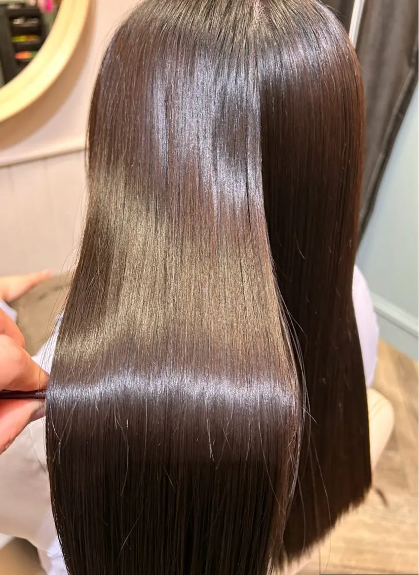 ロング ハイライト 髪質改善 レイヤーカット トリートメント カット 縮毛矯正 トリートメント ✨メテオ　髪質改善✨ シバタのヘアスタイル