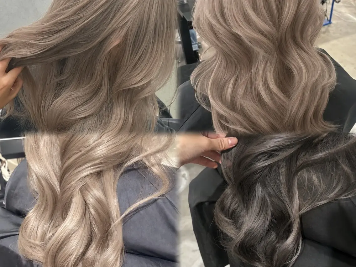 ロング カラー ベージュカラー グレージュ ミルクティーベージュ ヘアカラー ミルクティー/ハイ トーン/konomiのヘアスタイル