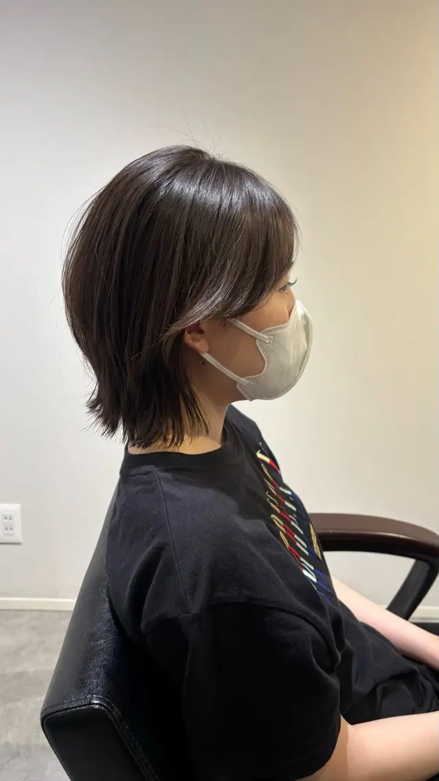 ミディアム ボブレイヤー ボブ くびれヘア レイヤーカット カット YURINO /ボブ ベージュ/ハイトーンのヘアスタイル