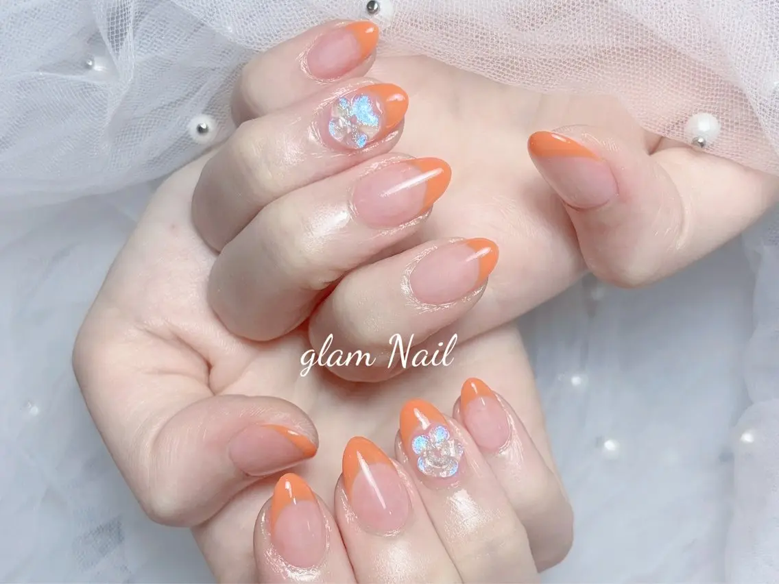 ネイル エツメ💅 長さ出し🎀デザインのネイルデザイン