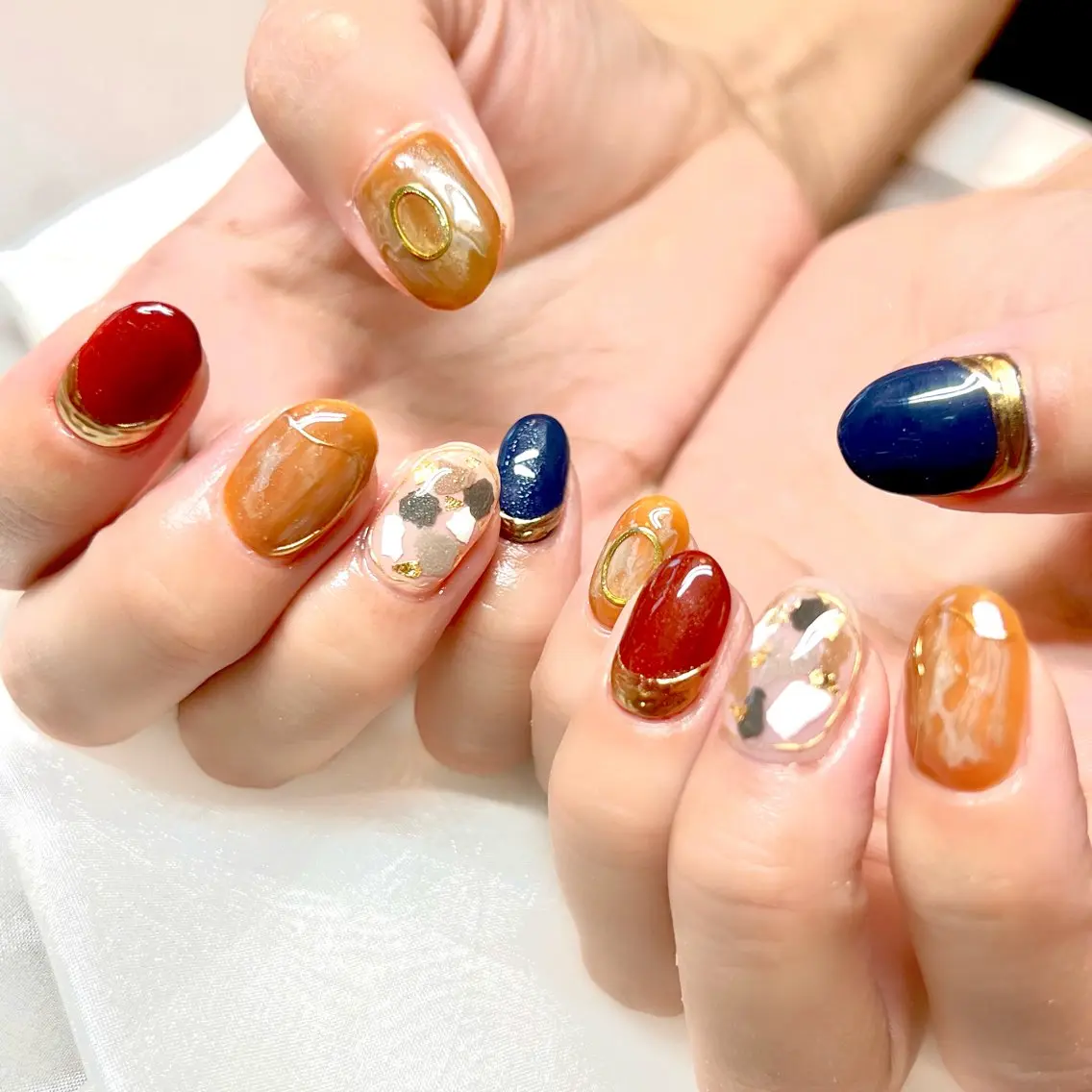 ネイル アートネイル オーロラネイル ジェルネイル 韓国ネイル ロングネイル ハンドネイル clover nailのネイルデザイン