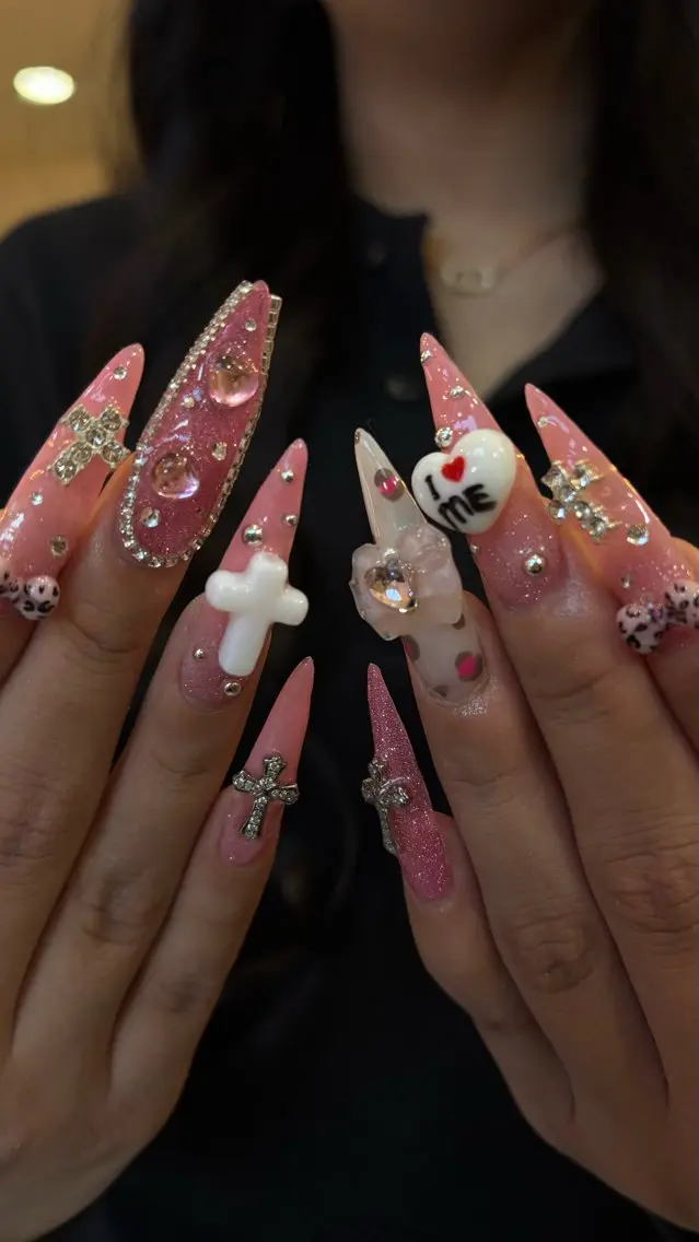 ネイル フラッシュネイル ロングネイル ピンク Nailist Rinaのネイルデザイン
