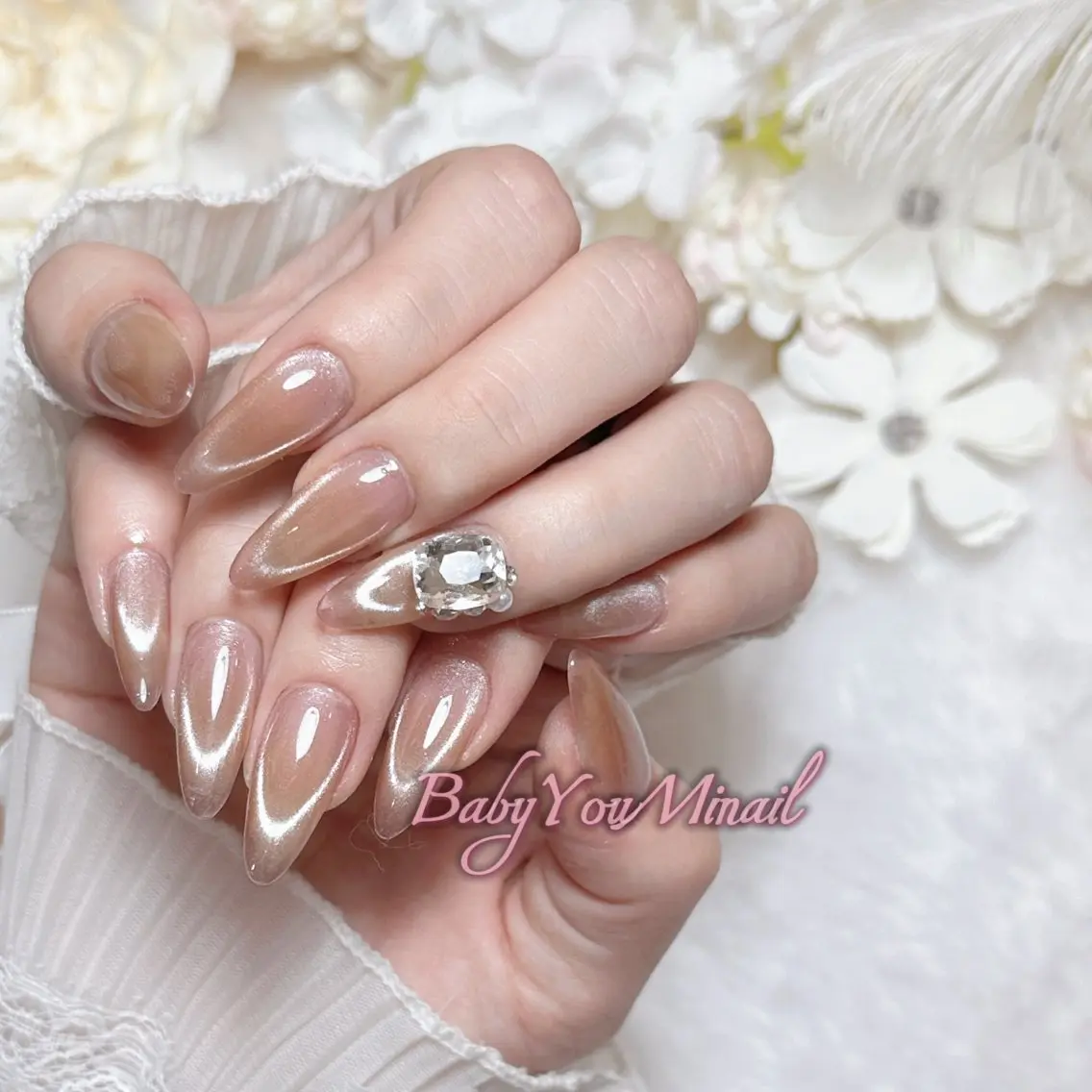 ネイル オーロラネイル チークネイル 成人式 フットネイル フレンチネイル ハンドネイル BabyYouMi nailのネイルデザイン