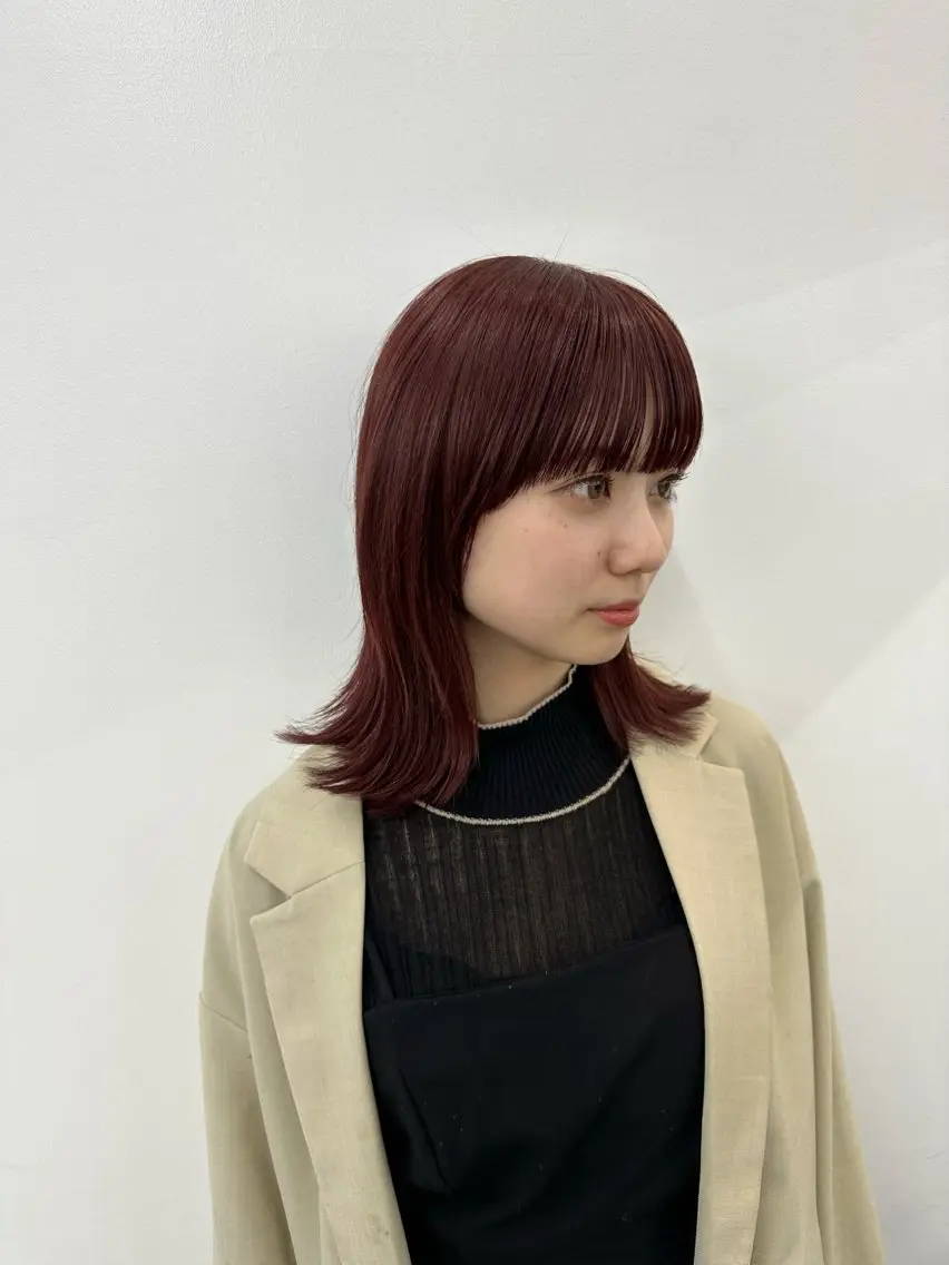 ミディアム カラー 顔まわりカット/艶髪 カラー✨けいとのヘアスタイル