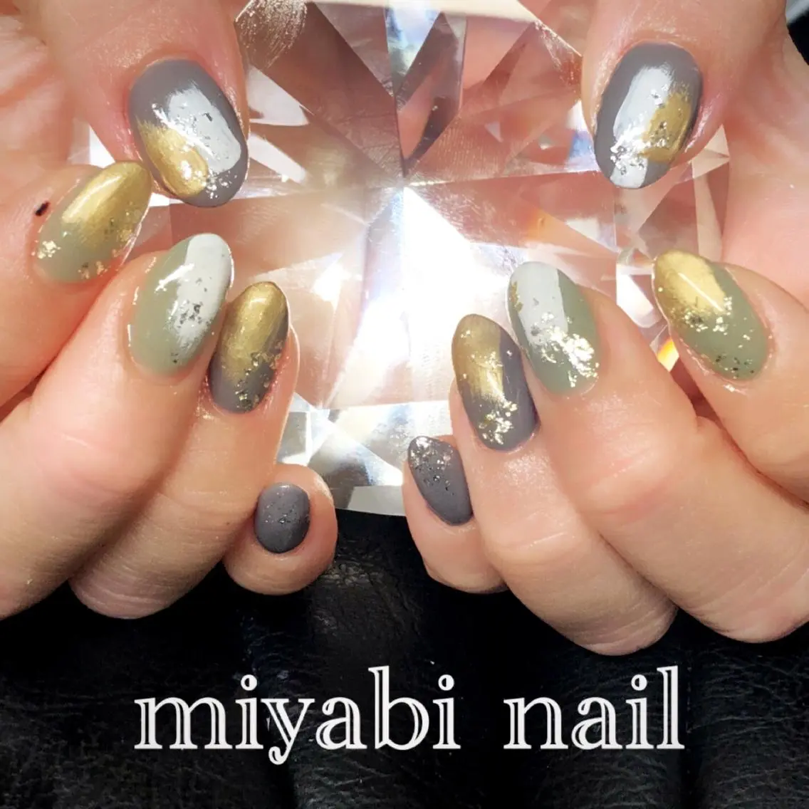 ネイル アートネイル 長さ出し グリーン 持ち込み ニュアンスネイル ハンドネイル miyabi nail 桂川駅近くのネイルデザイン